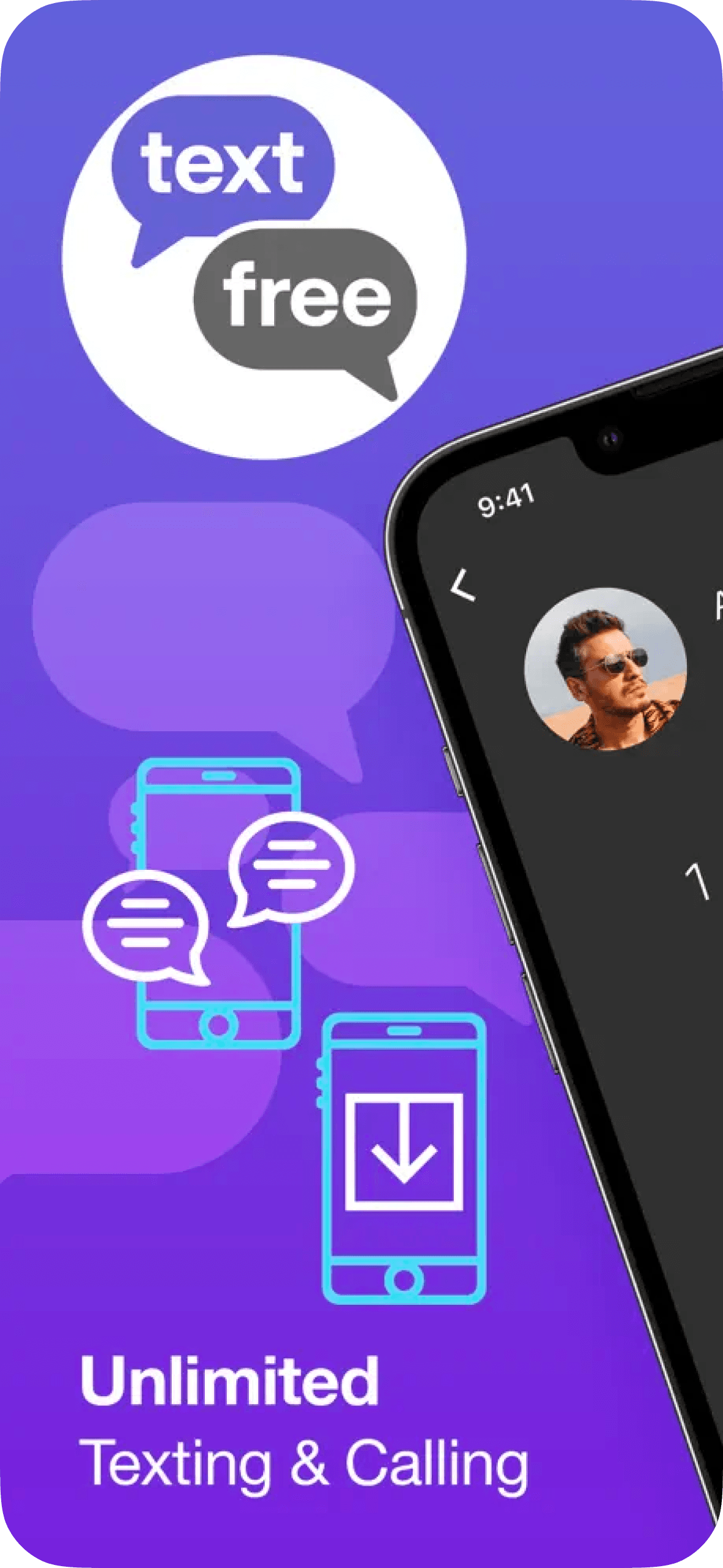 TextFree marketing composition for unlimited texting and calling