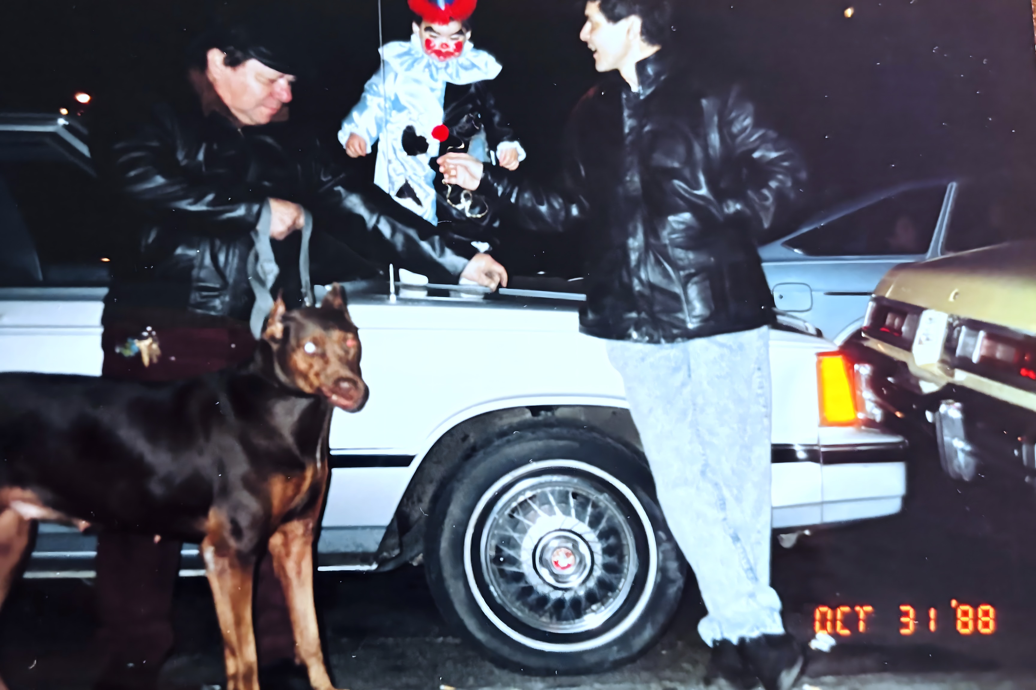 Carlos Montoya's father beside a car in a family photograph dated October 31, 1988